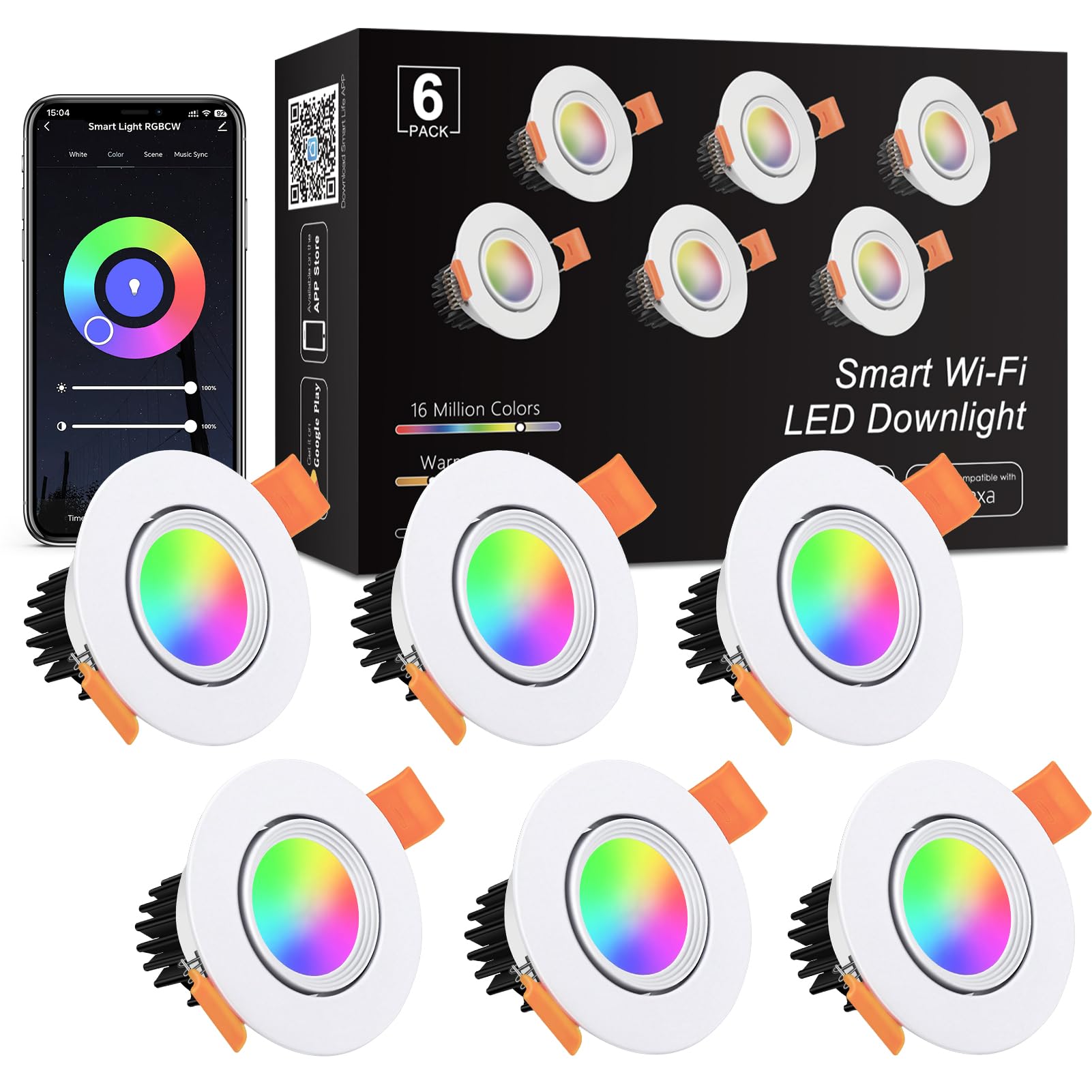 Smart Recessed Lighting 2 Inch, Wi-Fi LED Downlight 5W 120V, RGBCW ...