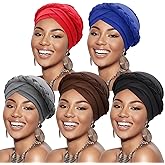 DRESHOW African Women Turban Caps Beanie Twist Headscarf Pre-Tied Twisted Braid Headwraps for Women Chemo Cancer Cap