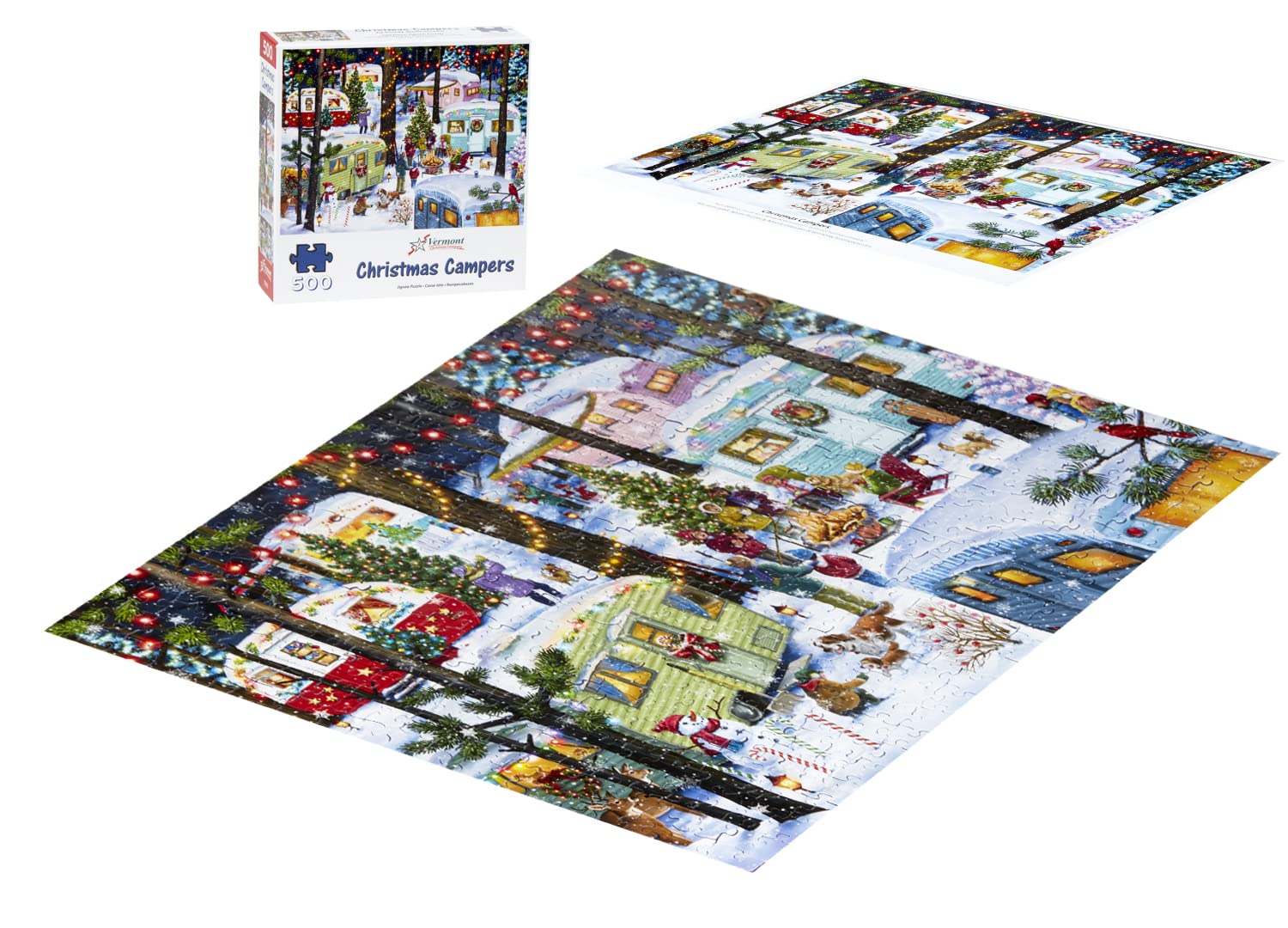 Vermont Christmas Company Christmas Campers Jigsaw Puzzle 500 Piece
