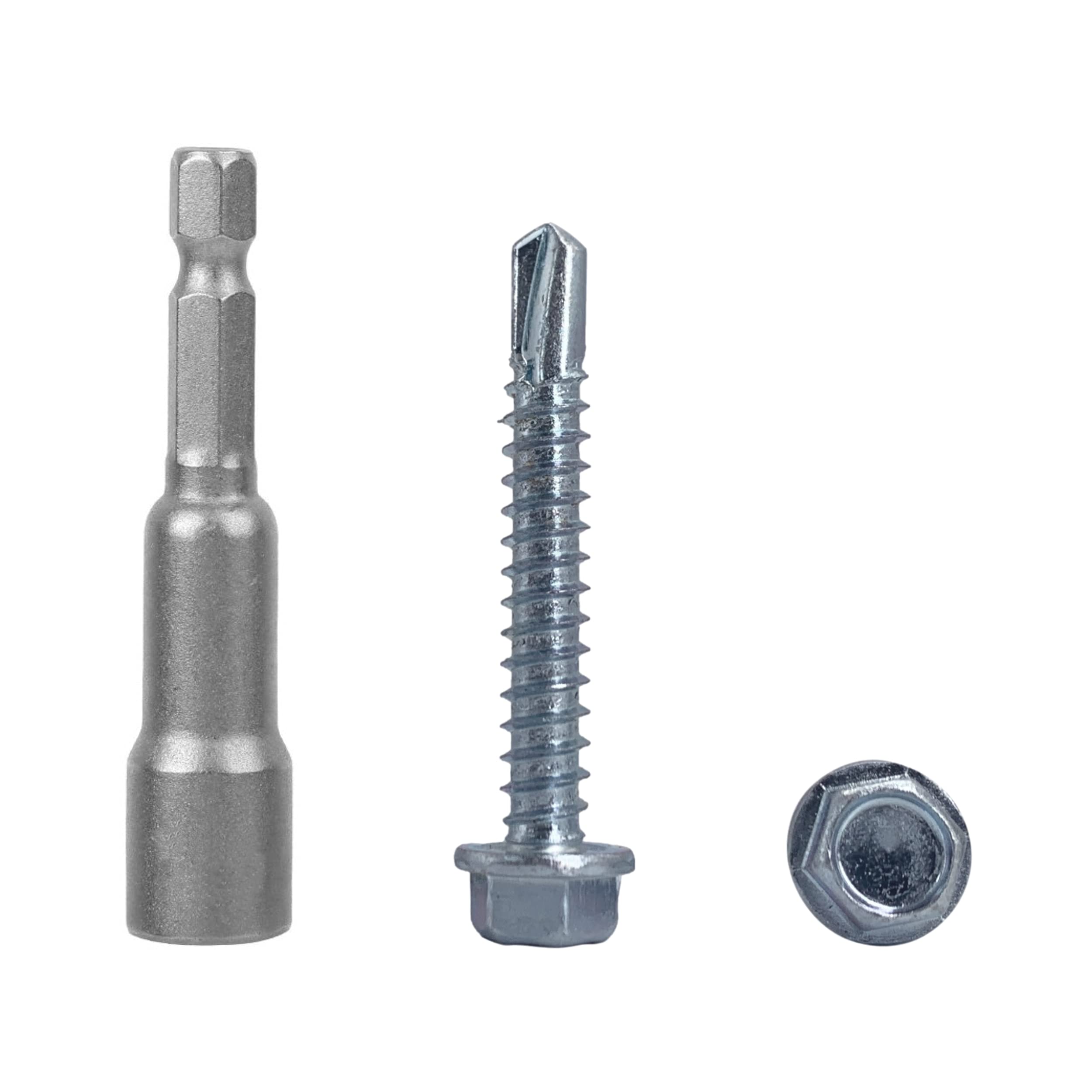 (Pack of 50 pcs) DIN 7504 K Zinc Plated Steel 5.5 x 38 mm Screws, Self-Drilling Sheet Metal Screw, Hex Washer Head, Self Tapping (50, 5.5 x 38 mm)