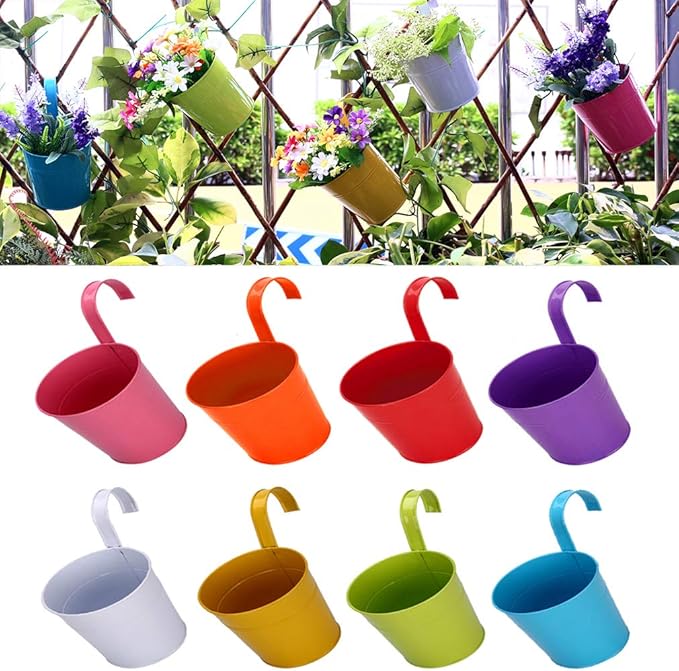 Frofine 8er-Set Hängender Blumentopf aus Metall Abnehmbarer Blumentopf