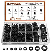 ISPINNER 190pcs Rubber Grommet Assortment Kit, 9 Sizes Eyelet Ring Gasket 1/4" 5/16" 3/8" 7/16" 1/2" 5/8" 3/4" 7/8" 1" (Black