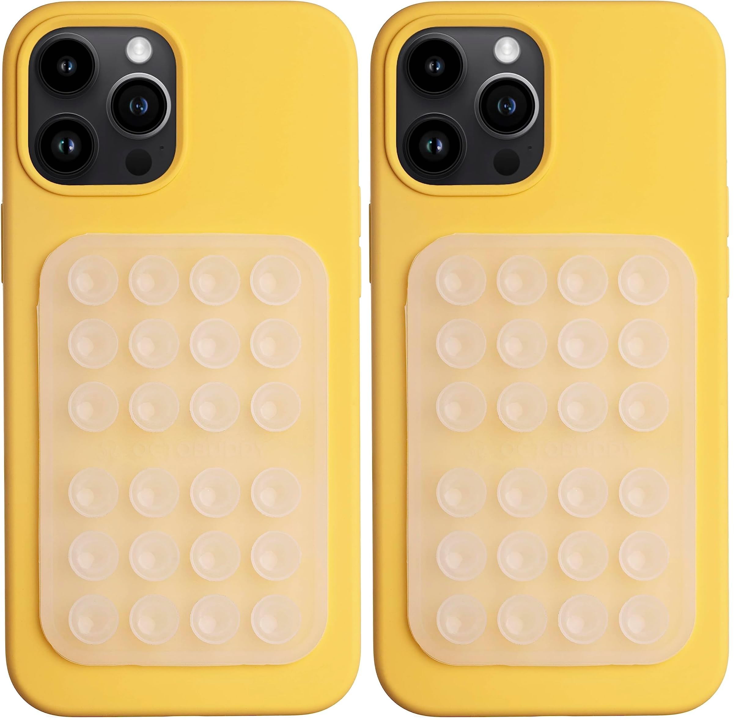 OCTOBUDDY MAX Silicone Suction Phone Case Adhesive Mount - Hands-Free, Strong Grip Holder for Selfies and Videos - Durable, Easy to Use - iPhone and Android Compatible - 2.6″ x 3.9″, Transparent