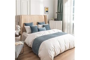 Tophacker Bed Runner Home Bedding Scarf Protection Modern Solid Color Pleated Texture Bed Spread Bed Decor Scarf for Queen King Size (Color : Haze Blue, Size : 45X240cm)