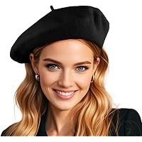 6362 Black Beret Daily French Artist Painter Hats Classic Solid Color Women Wool Beret Hat, Classic French Style Artist Hat, Solid  main image 3