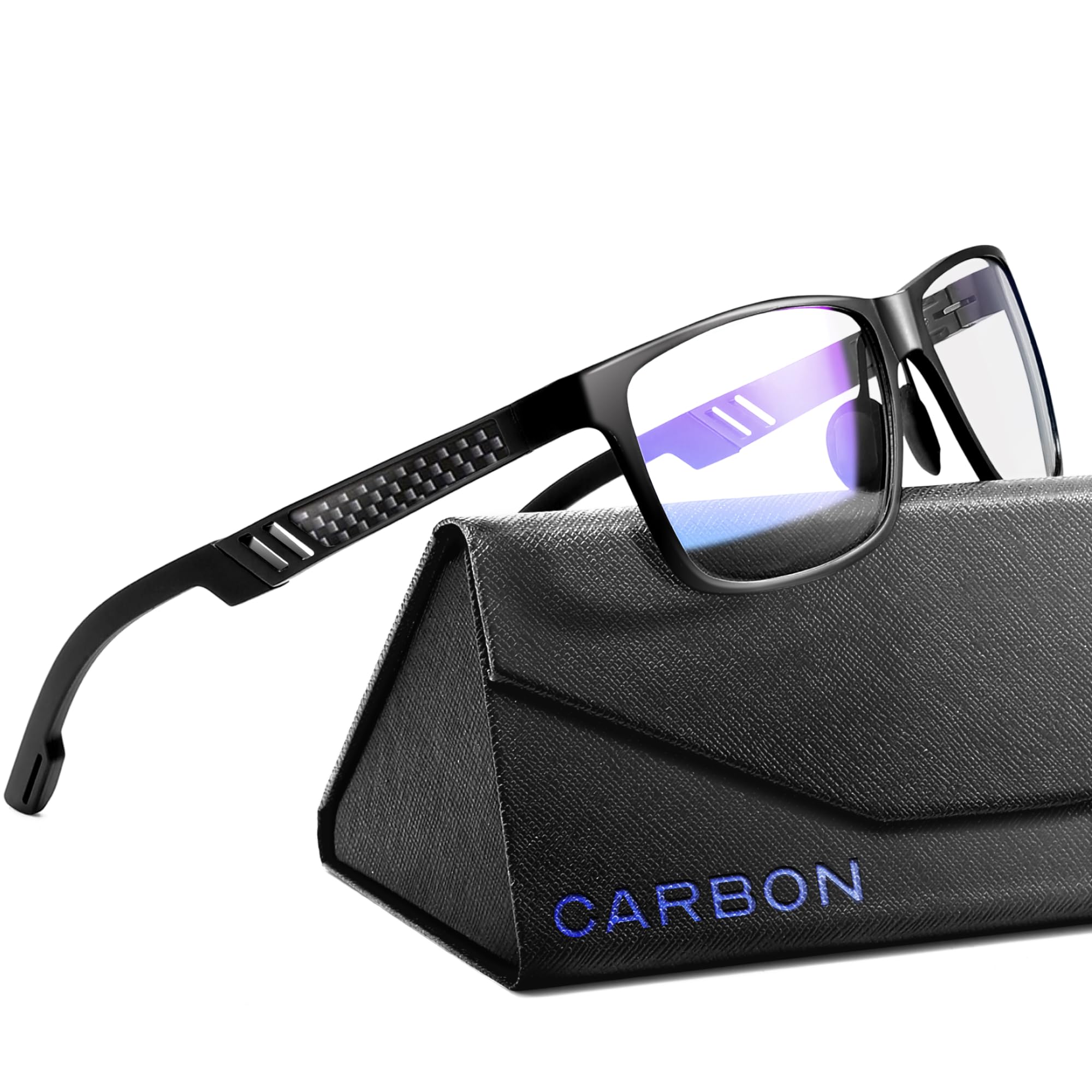 Photo 1 of IBOANN Carbon Blue Light Blocking Glasses Men for Computer, Gaming, Metal Frame Night Driving Glasses for Man