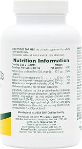 Nature's Plus Calcium Magnesium Vitamin D3 K2 Bone Support 90 Tablets view 3