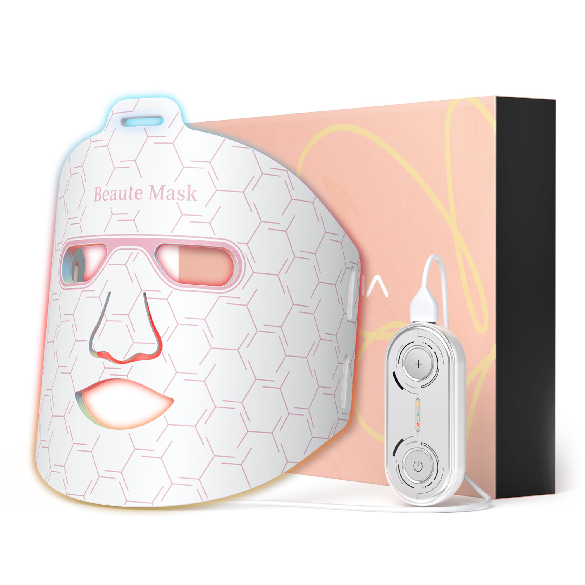IBORRIA Red Light Therapy for Face, Led Face Mask Light Therapy, Infrared Red Light Therapy Mask, Advanced Anti-Aging Wrinkle Acne Removal Skin Care Device for All Skin Types at Home (Elegante White)