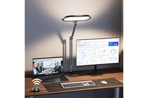 LITONES Premium LED Desk Lamp for Home Office – Eye-Caring Double Side Light with Knob Remote, Stepless Dimming & Color, Memory, Metal Table Lamp for Zoom, Studying, Video Conference, Flicker-Free, Glare-Free