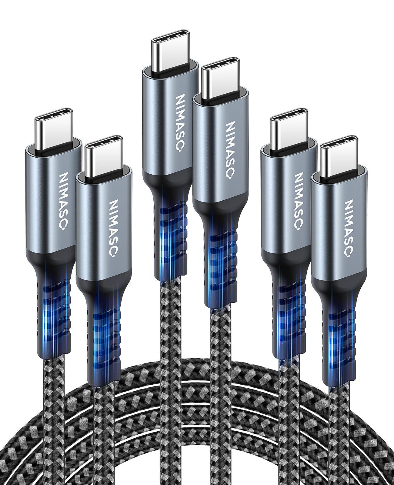 USB C to USB C Cable [3-Pack/0.3M+1M+2M],NIMASO 60W 20V/3A Power Delivery USB Type C to Type C PD Fast Charge Lead for iPad Air 5, iPhone 15, Galaxy S23 Ultra/S22, Pixel 7 Pro, Huawei P50/Mate 60 Pro