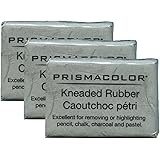 PRISMACOLOR Design Eraser, 1224 Kneaded Rubber Eraser, Grey (70531) (3 Pack)