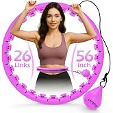 JLoibao Infinity Fitness Hoop, Weighted Hula Circle for Adults Weight Loss | 26-32 Plus Size Detachable Links(56-66 Inch), Du