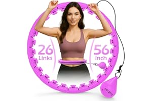 JLoibao Weighted Hula Circle with 26 Links(56 Inch) for Adults Weight Loss, Infinity Fitness Hoop Plus Size, for Women Smart 