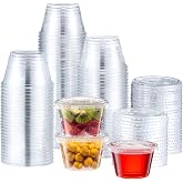 HOME GOODS MARKETPLACE 4 Ounce Portion Cups with Lids, 100 Count &ndash; Leak-Proof &amp; Durable, Ideal for Sauces, Condiments, Meal Prep, Snacks, and Dips &ndash; Clear, Eco-Friendly, BPA-Free