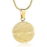 Hearbeingt Basketball Urn Necklaces for Ashes Sport Cremation Jewelry Stainless Steel Memorial Necklace Ash Pendant for Human Pets Keepsake Jewelry for Loved Ones with Fill Tool