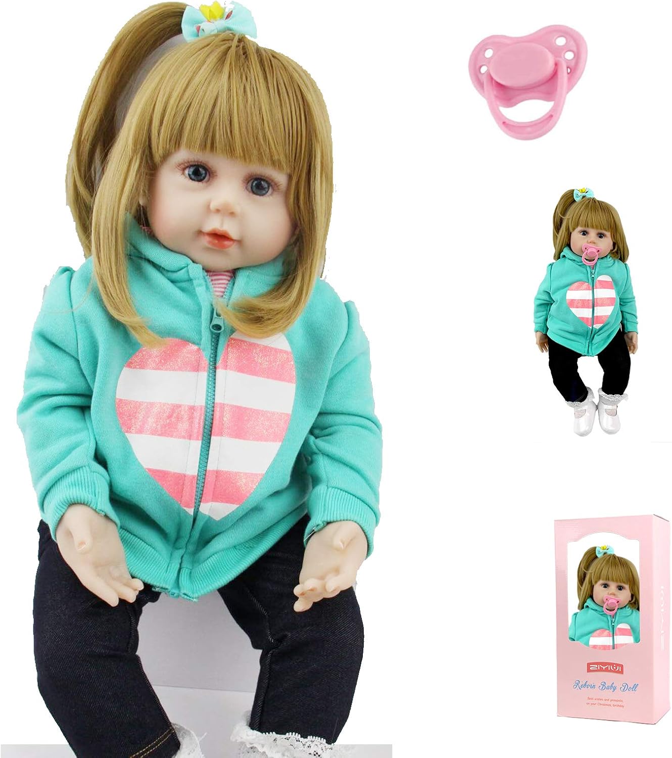 ZIYIUI 22 ''/ 55 cm Lifelike Reborn Baby Doll Full Silicone Vinyl Baby Doll Girl Toddlers Newborn Toys Xmas Gifts Reborn Babies