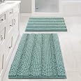 2 Piece Bathroom Set Non Slip Thick Shaggy Chenille Bathroom Rugs, Bath Mats for Bathroom Extra Soft and Absorbent Striped Ba