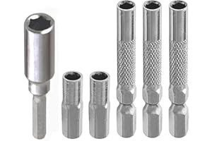 NOXHEAIB 1/4 to 4mm Bit Adapter, 6pcs Set, 45mm & 25mm Length, Magnetic, Hex Shank, For 4mm & 6.35mm Bits