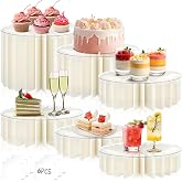 Youjoitim 6Pcs Buffet Risers, Food Risers for Table, Foldable Cake Stands for Party, Paper Dessert Table Display Set, Cupcake Display Stand for Birthday Wedding Party Decoration (White)