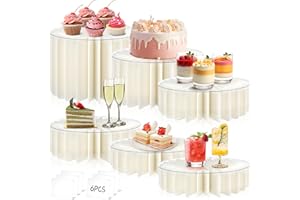 Youjoitim 6Pcs Buffet Risers Food Risers for Table Cylinder Display Stand Tall Cake Stands Foldable Cardboard Cupcake Stand Dessert Table Display Set for Party Birthday Wedding Decoration (White)