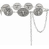 YooAi Western Metal Concho Belt for Women Cowgirl Chain Waist Belts for Dresses Jeans Country Concert Outfit