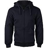 vkwear Men's Premium Athletic Soft Sherpa Lined Fleece Zip Up Hoodie Sweater Jacket