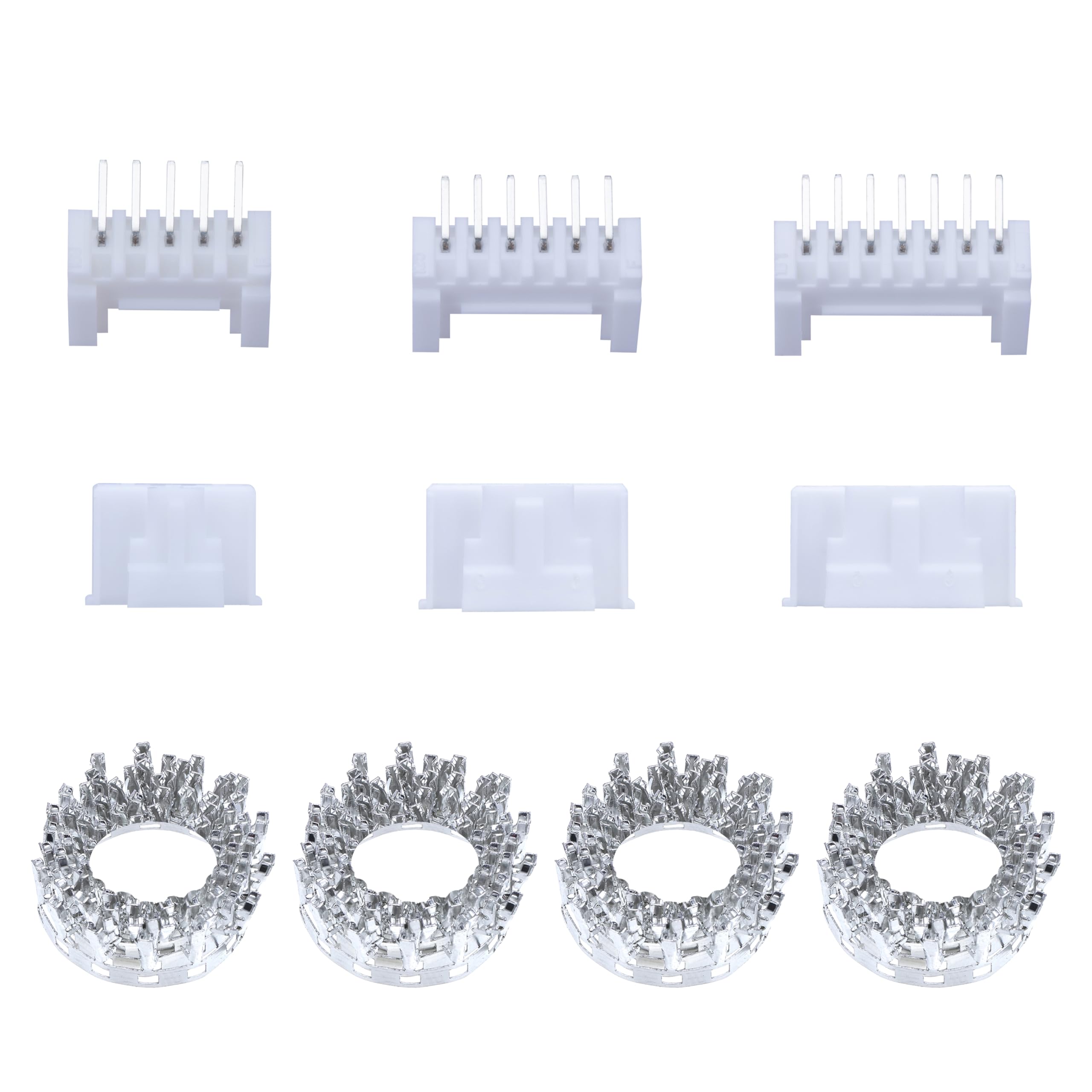 CQRobot JST HY SMD 2.0 mm Pitch 5-Pin/6-Pin/7-Pin Electronic Connector IC Male Plugs, Female Sockets Housing and T-Shaped Crimp Terminal. 60 Sets/480 Pieces Wire-to-Board Adapter Cable Assembly.