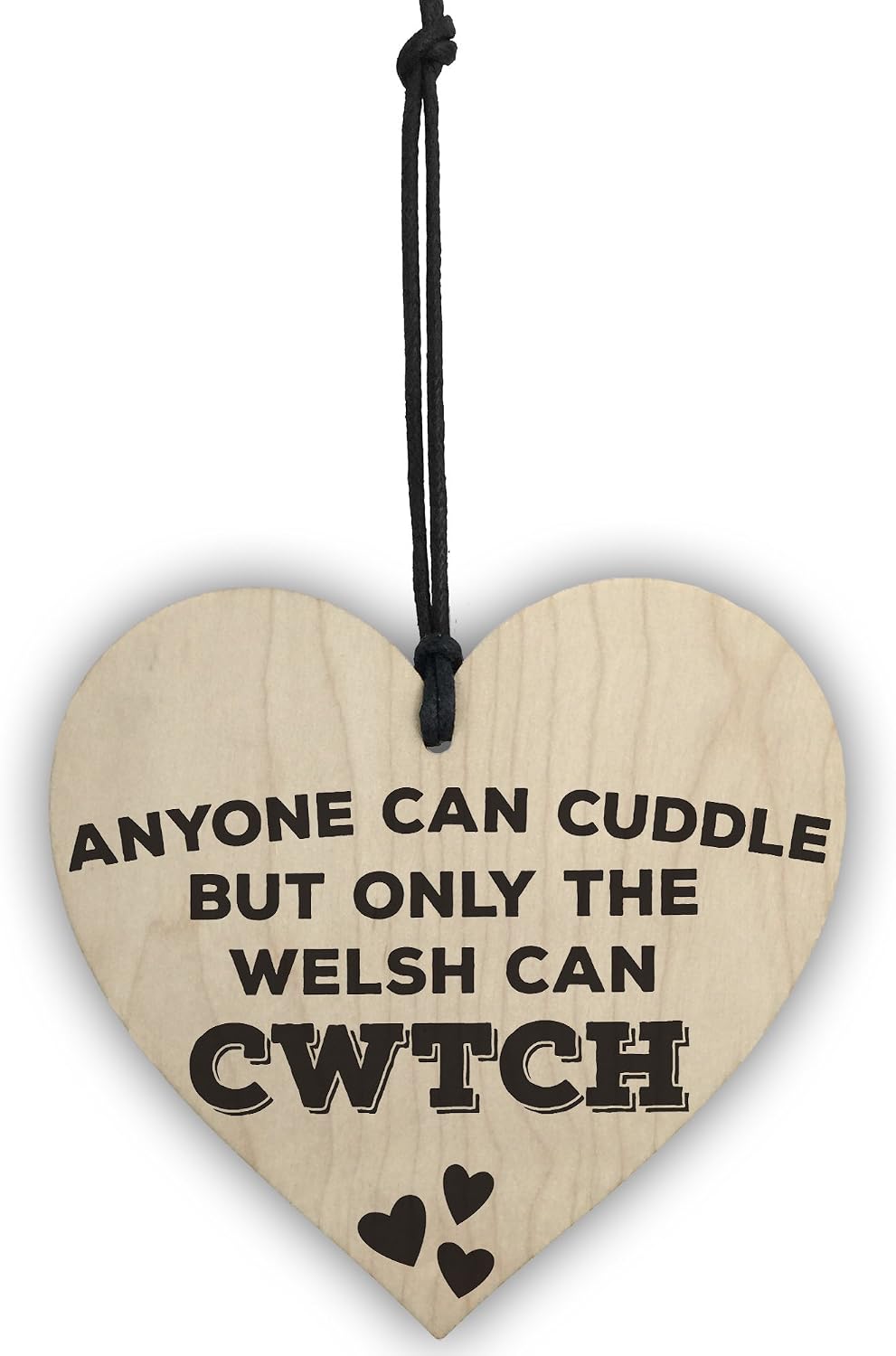 Red Ocean Only The Welsh Can CWTCH Novelty Wooden Hanging Heart Plaque Wales Hug Gift Sign, Multicolor, 10 x 10 cm - Image 3
