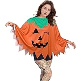 KASBAH Adult Halloween Pumpkin Costume Set Pumpkin Cloak Poncho