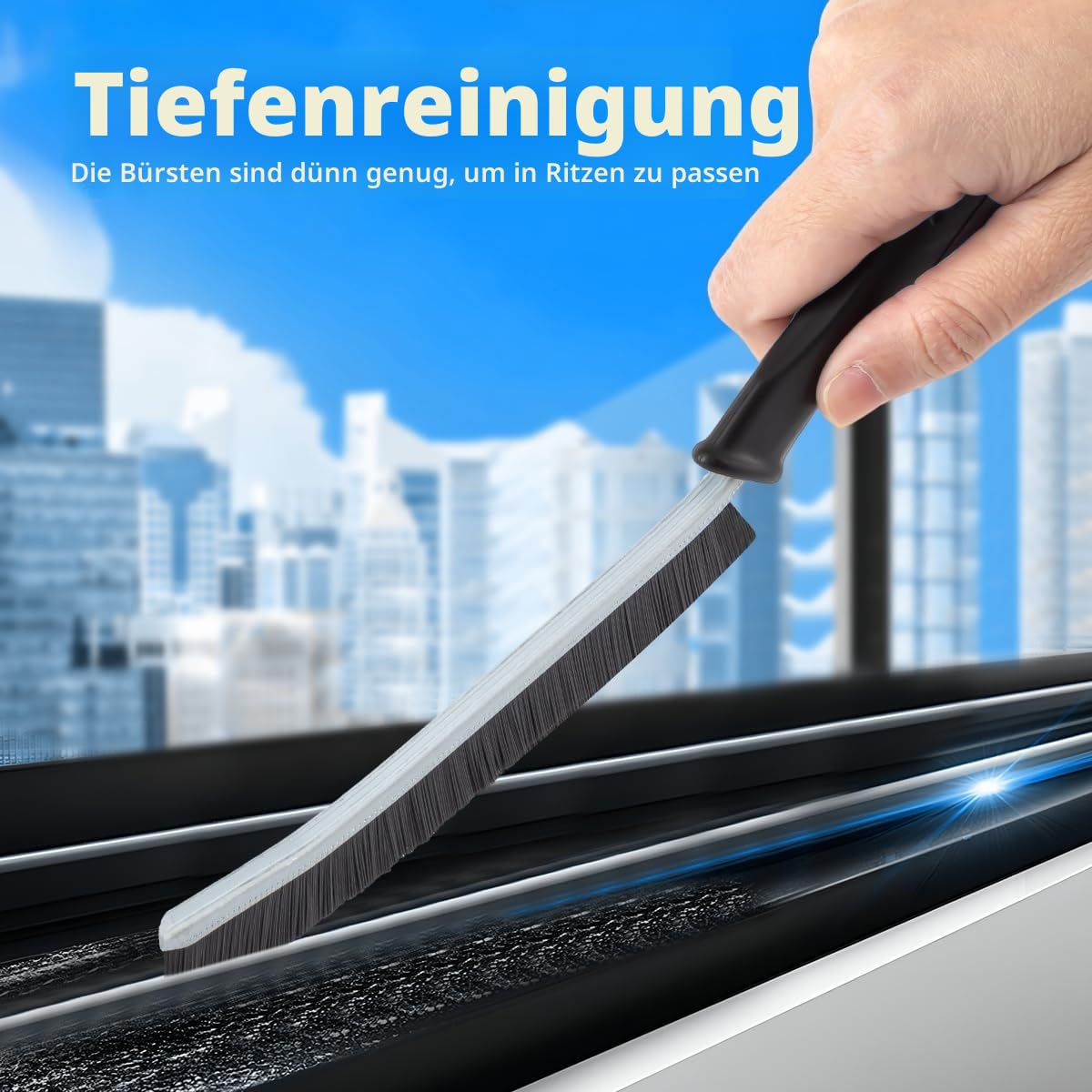 TQRR Hartborsten Eckenreinigungsbürste- Multifunktionale Fugenbürste, Reinigungsbürste, Spaltreinigungsbürste, Reinigungswerkzeuge Für Toilette, Badezimmer, Küche, Haushalt, Fugenmörtel(3, Schwarz) 2