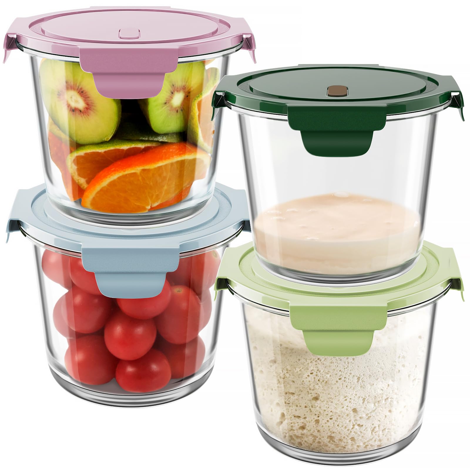 Photo 1 of 23oz Glass Meal Prep Containers with Lids, Airtight 3-Cup Glass Storage Containers Set, Heat-Resistant BPA-Free for Soup, Leftover, Microwave, Dishwasher, Fridge and Freezer Safe (4 Packs)