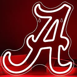 Alabama Neon Sign for Wall Decor,Red A Neon Led