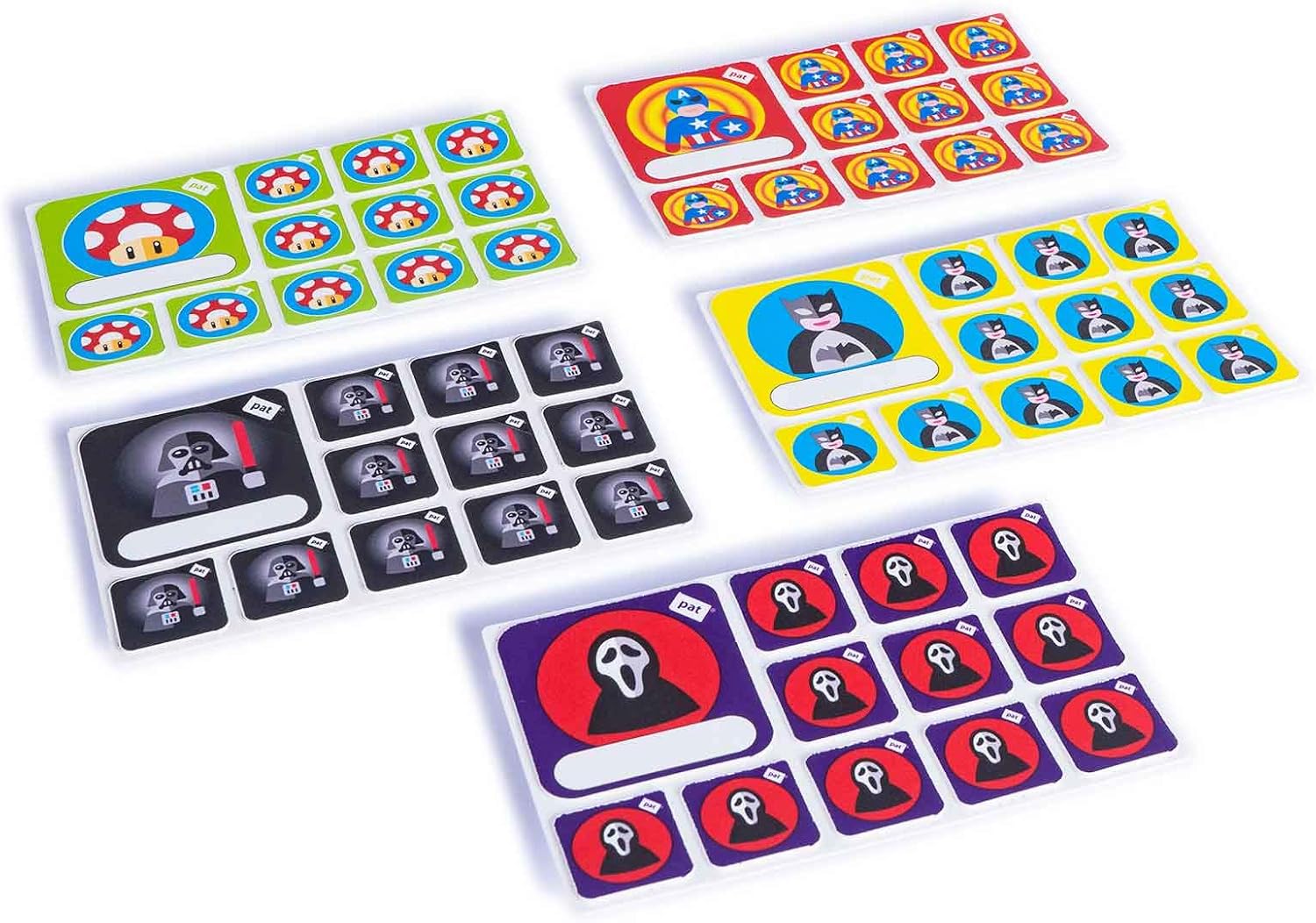 PATboard Scrum Board and Kanban Board Team Icon Set, Superheroes, Set of 5, nanocups for Glass Icons