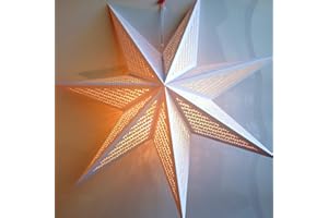WILLBRITE Paper Star Lantern Decoration (Cosmic White 7-Point Lighted Star) - Perfect for Weddings, Christmas Holiday, Birthday Party Celebration & Home Decor