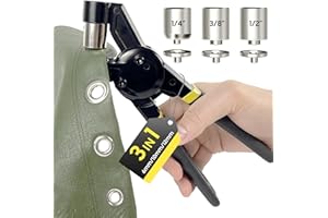 HAPDEN Grommet Tool Kit 1/2 1/4 3/8 Multi-Size Hole Punch, 608 Pcs Heavy Duty Grommets Tool Kit, Eyelets and Grommets for Tarps, Fabric Rings, Leather, Tents, Vinyl, Canvas and so on