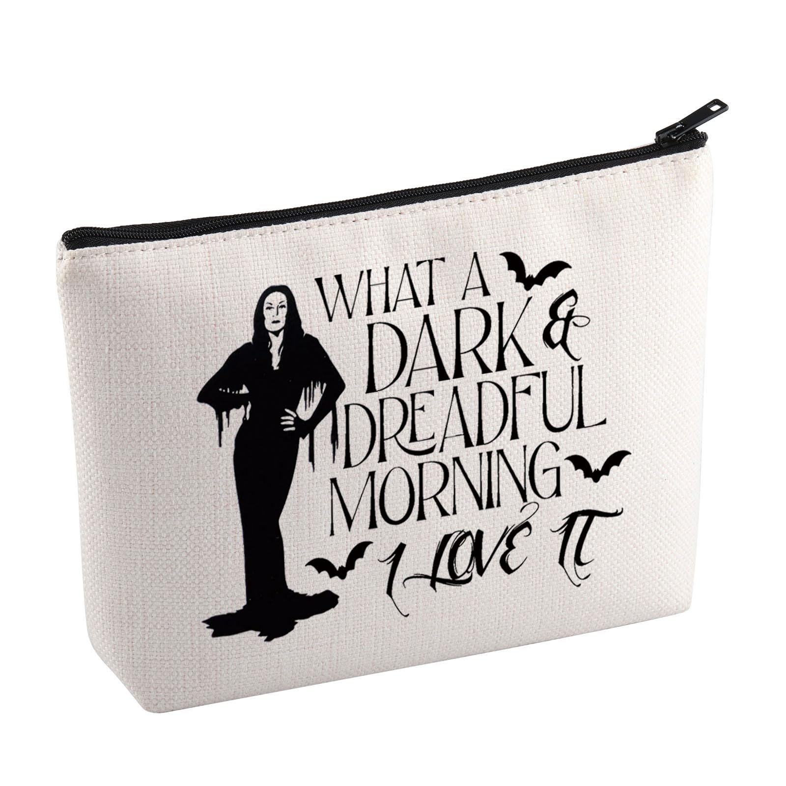 AD Family TV Series Merchandise Makeup Bag Morticia Fans Gift Horror Movie Lovers Gift With A Dark And Dreadful Morning Love It Cosmetic Bag (I Love It)