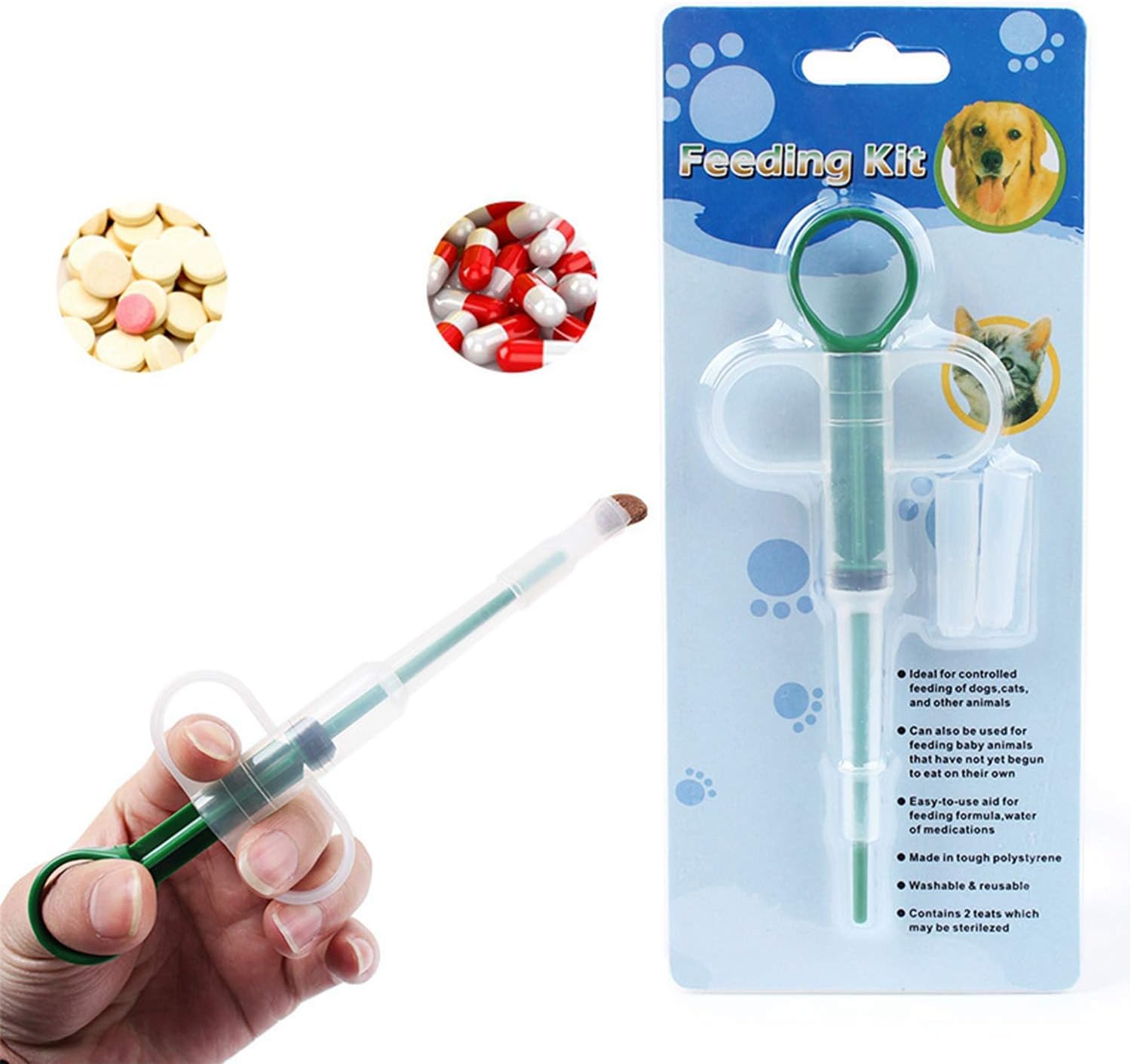 Pet Pill Feeder Safety Dog Cat Tablets Feeder Pill Pusher Pill Gun Pill Popper Soft Silicon Tips Feeding Syringe Plunger Capsules Liquid Medicine Nursing Feeding Tool Dispenser For Small Animal - Image 3