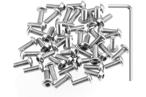 HELIFOUNER 100 Pieces M3 x 8mm, Thread Pitch 0.5mm, 304 Stainless Steel (18-8) Button Head Socket Cap Screws, Fully Threaded