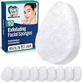HartFelt [10 Pack] Regular Exfoliating Facial Sponge for Face - Daily Cleansing Scrubber - Buf Dirt Away with Puf Styled Reusable Face Pads for Removing Makeup, Dirt, and Dead Skin - Made in USA