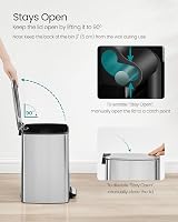 SONGMICS 20 L Steel Pedal Bin with Inner Bucket Soft Close Stays Open view 6