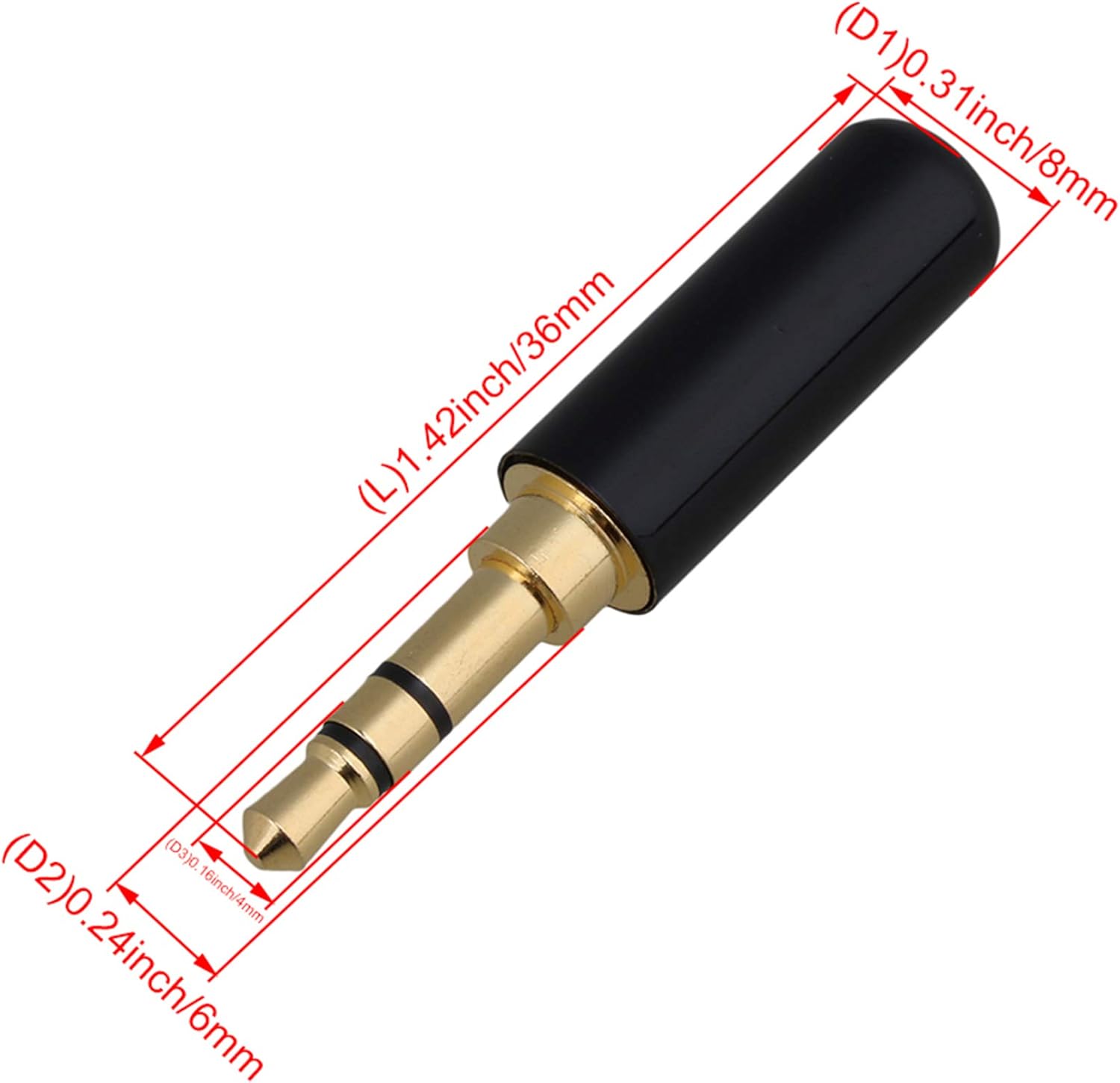 Mxfans 5x Black 3.5mm Male Plug Mini Jack 3 Pole Stereo Repair Audio ...
