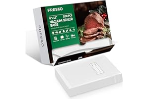 FRESKO 8” x 12” 200 Count Food Vacuum Sealer Freezer Storage Machine Bags for Food, PreCut Quart, BPA Free, Commercial Grade, Great for storage, Meal prep and Sous Vide