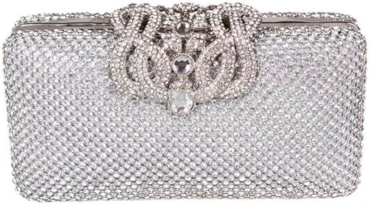 silver diamante clutch