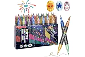 24/48/72/96 Colors Glitter Effect Brush Markers, Glitter Dual-tip Double Colours Shimmer Markers, Create Sparkling Art Smooth