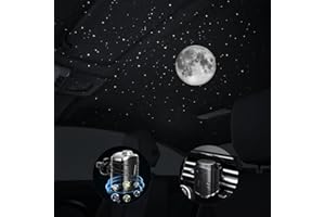 EGKIMBA Car Air Freshener Ambient Diffuser with 6 Scents, Auto On/Off Optic Star Projector for Ceiling, Accent Light with Vent Clip (Moon)