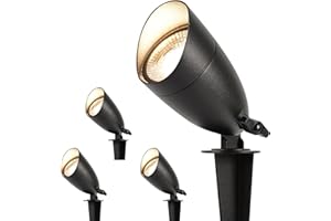 LUTEC 12V Low Voltage Landscape Lighting, Die-cast Aluminum Spot Lights with Connectors, IP65 Waterproof Outdoor Landscape Spotlights, 5W 550LM Warm White 3000K for Tree Garden Yard Pathway, 4 Pack