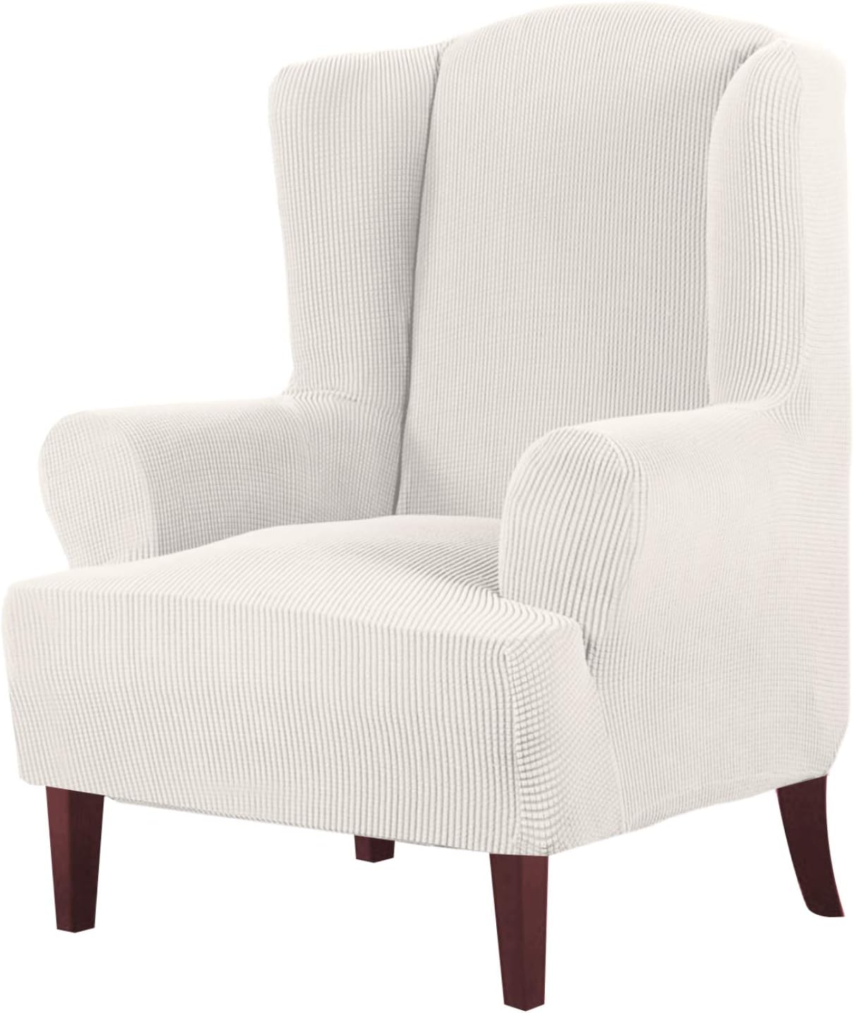 Amazon Com High Stretch Wingback Chair Slipcover Wing Chair Covers Wingback Chair Covers Wing Chair Slipcovers Furniture Covers For Wingback Chairs Soft Thick Small Checked Jacquard Fabric Off White Kitchen Dining