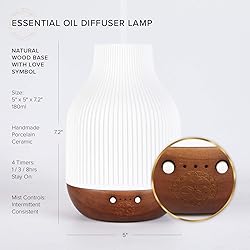 Essential Oil Diffuser Lamp, White Ceramic + Brown