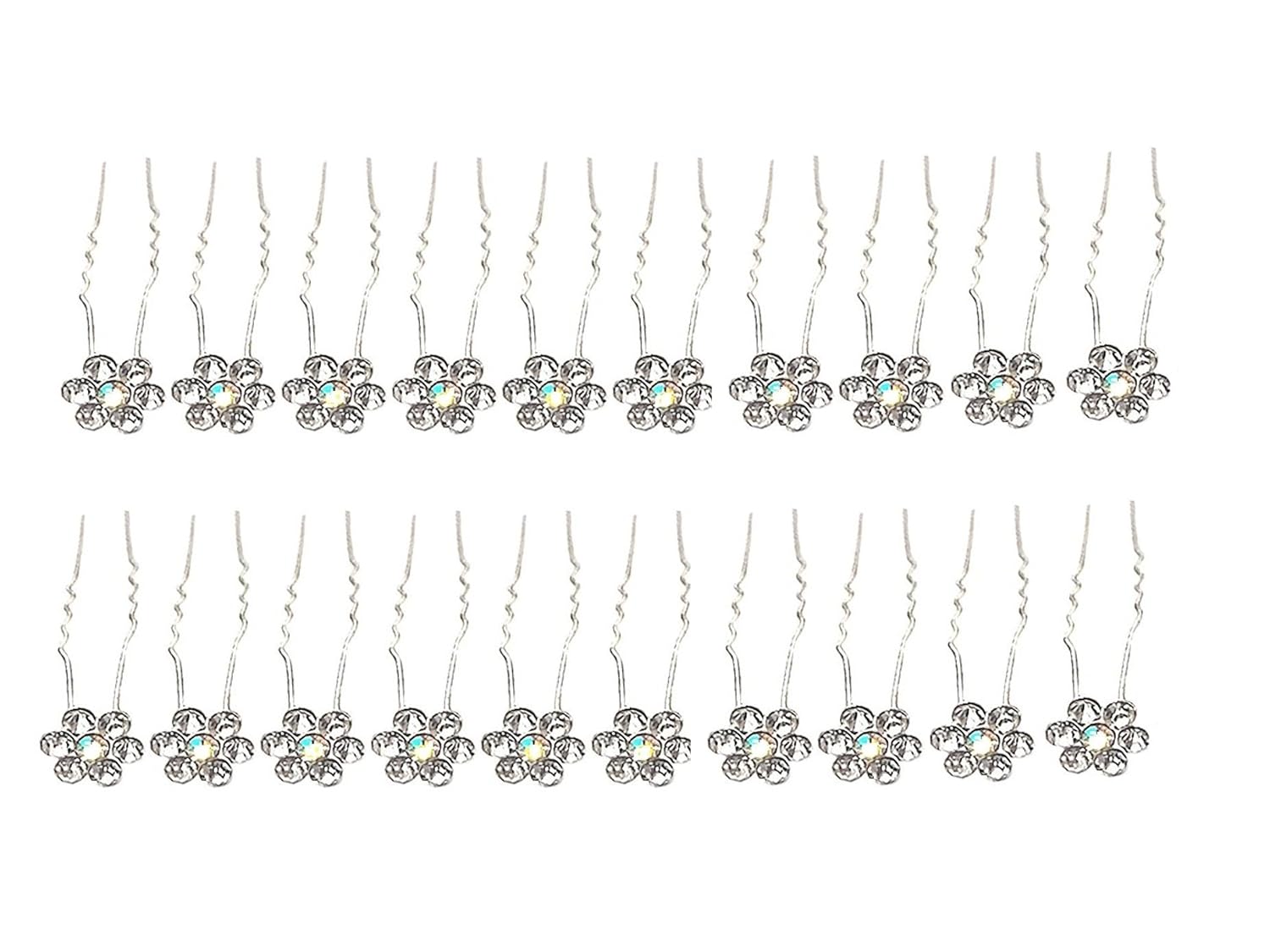 stripes gold crystal rhinestone flower design juda pins for women - pack of 20