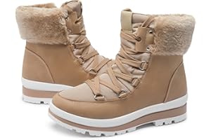 hash bubbie Women's Fuzzy Mid-Calf Boots Lace up Snow Boots for women Non Slip Combat Boots Black Winter Boots White Combat Boots(Waterproof,Zipper)